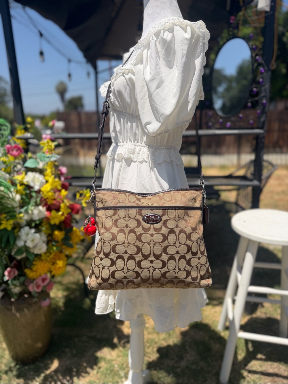 Coach Brown/Tan Signature Canvas Crossbody Bag